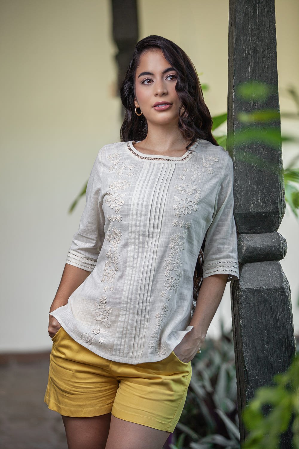 Blusa Arena en Algodón Bordada a Mano Amaranta 1 Blusa Arena en Algodón Bordada