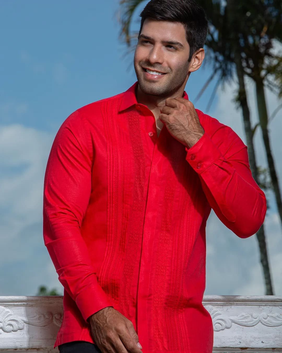 Camisa y Guayabera Artesanal Naranja Manga Larga Calado y Randas 1 Camisa y Guayabera Artesanal Naranja Manga Larga Calado y Randas