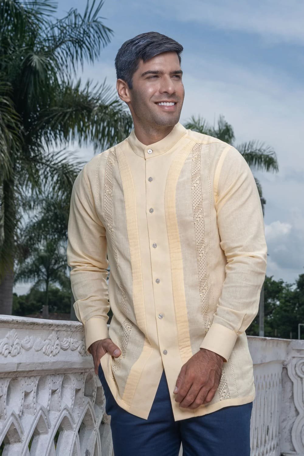 Camisa Guayabera Amarilla Manga Larga - Colección 2024 La Vida en Guayabera 2 Camisa Guayabera Amarilla Manga Larga - Colección 2024 La Vida en Guayabera - Imagen 2