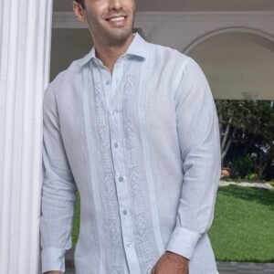 Camisa Guayabera Blanca Calada Manga Larga  - Colección 2024 La Vida en Guayabera