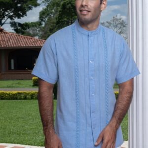 Camisa Guayabera Azul Celeste Manga Corta - Colección 2024 La Vida en Guayabera
