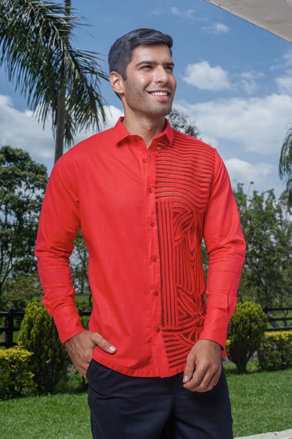 Camisa Guayabera Roja Manga Larga - Colección 2024 La Vida en Guayabera 1 Camisa Guayabera Roja Manga Larga - Colección 2024 La Vida en Guayabera