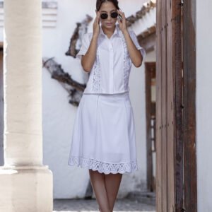 Conjunto Bordado Artesanal Blanco Pureza Viva