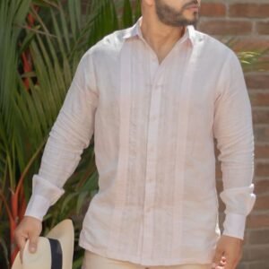 Guayabera Rosado Claro Calada Cuello Formal y Almilla- Coleccion 2024 - Raices - FRIXIO